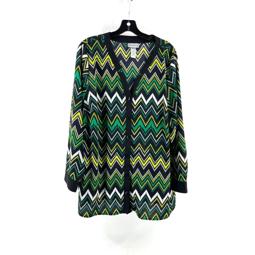 Catherines Women's Plus Long Sleeve Geometric Striped Top Shirt Size 1X  18/20W
